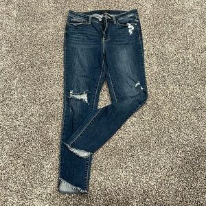 Judy Blue asymmetrical raw hem skinny Jean